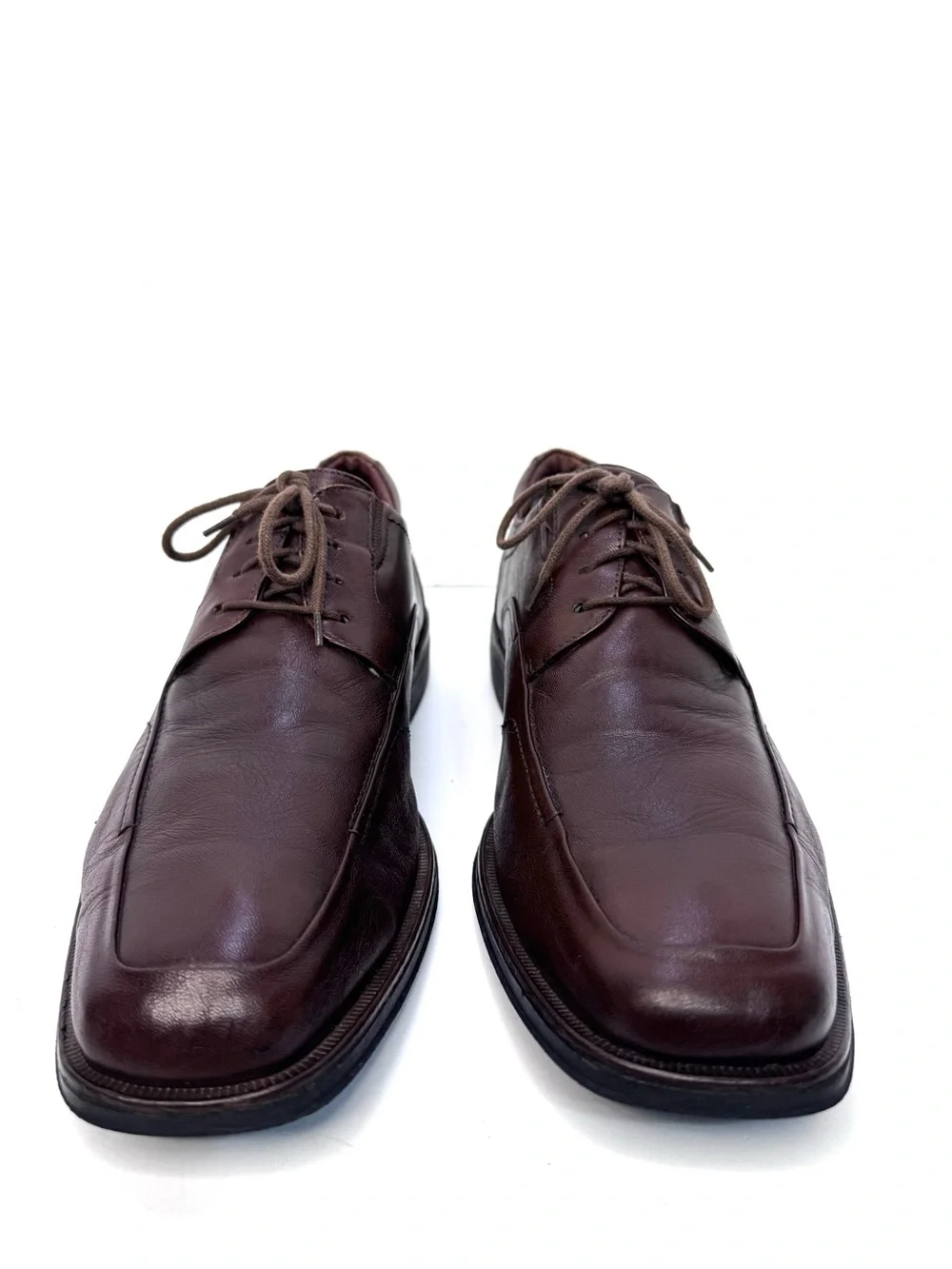 Johnston & Murphy Mens 12M Brown Leather Lace Up Bicycle Toe Dress Shoes Brazil
